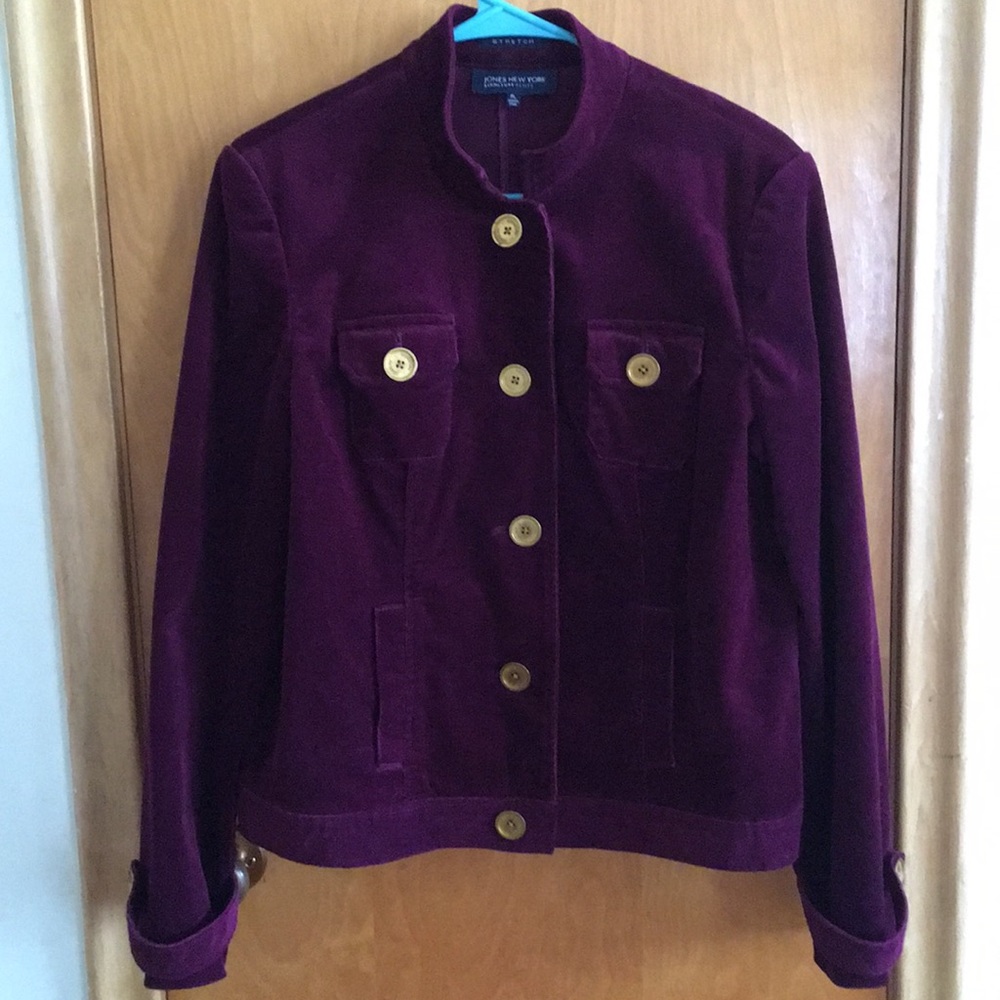 Jones New York Petite. Plum corduroy jacket.